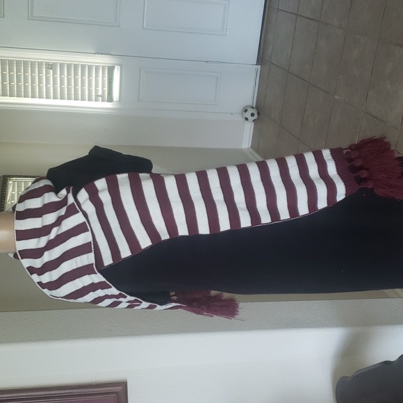 Charming Charlie red stripes scarf tassel hems - Picture 1 of 4